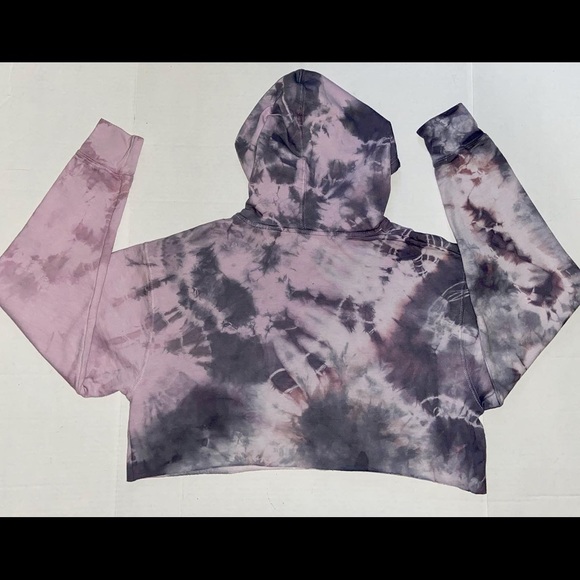 Custom Tie Dyed Pink Cropped Hoodie - Picture 2 of 6